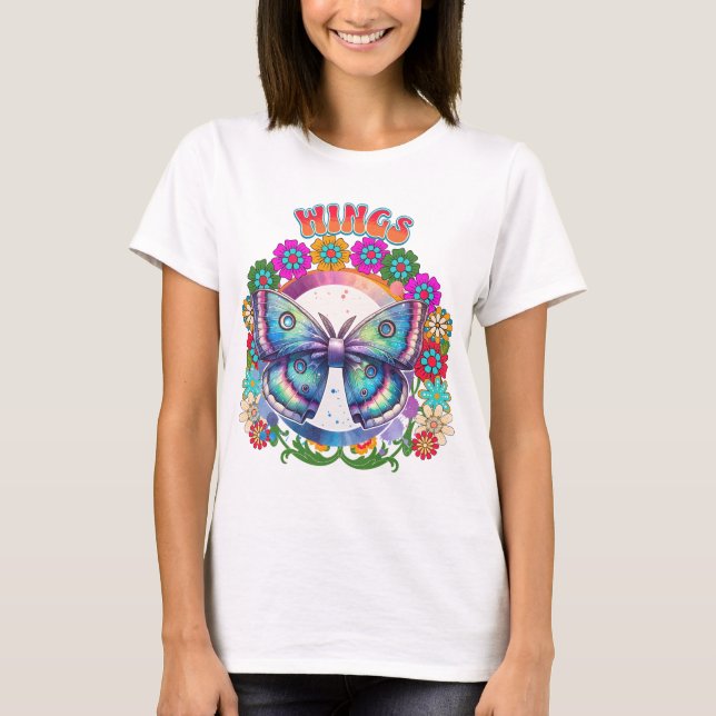 T-shirt Wings Psychedelic Butterfly Floral Fram (Devant)
