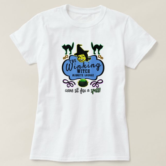 T-shirt Winking Witch Midnite Lounge - Style foncé (Design devant)