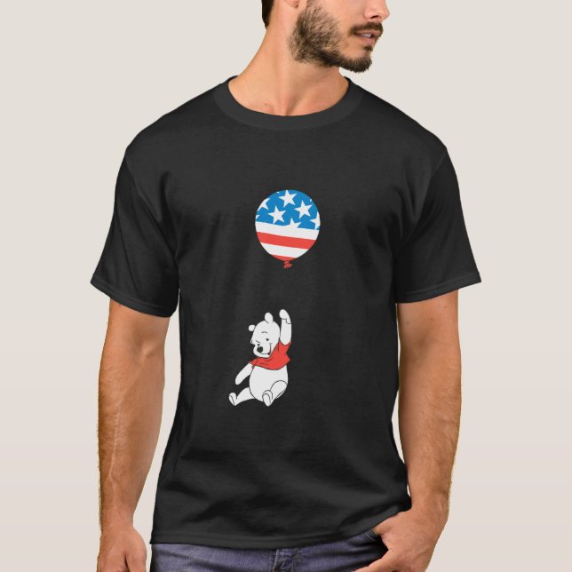 T-shirt Winnie l'ourson rouge blanc bleu drapeau (Devant)