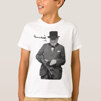 T-shirt Winston Churchill Avec Tommy Gun Héros Européen