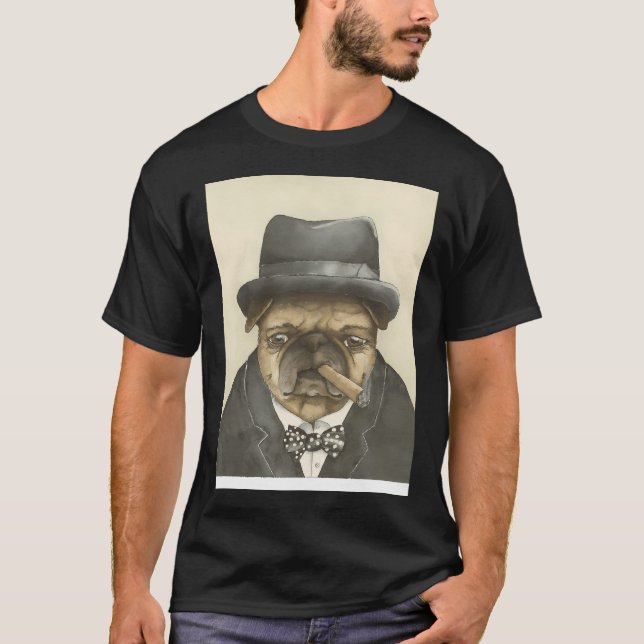 T-shirt Winston Churchill le pug (Devant)