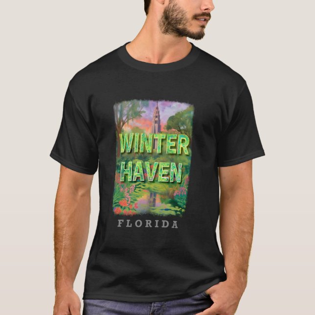 T-shirt Winter Haven Floride FL Jardin Tranquillité SD898 (Devant)