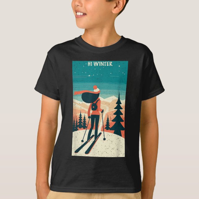 T-shirt Winter Holiday Ski Christmas X-mas Skiing Skier Wo (Devant)