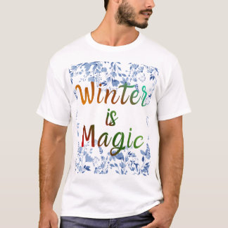 T-shirt Winter is Magic - Icy Floral Frame