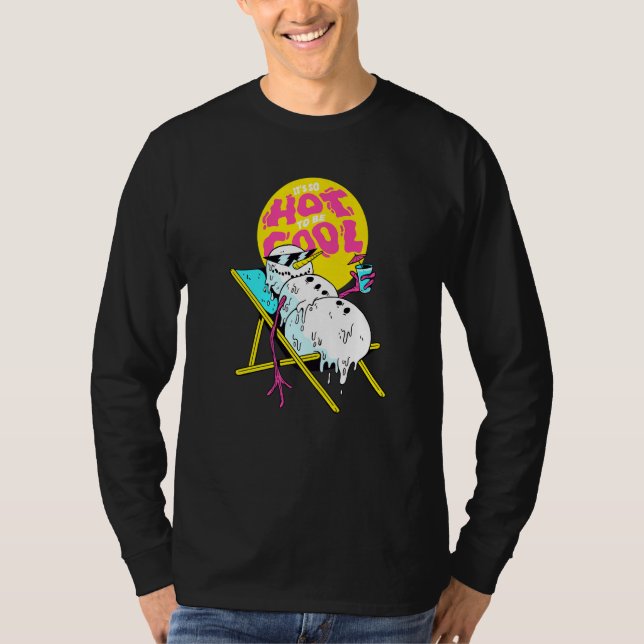 T-shirt Winter Party Deck Chair Parody Melting Snowman (Devant)