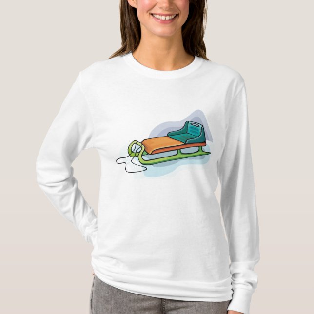 T-shirt Winter Sled Fun Snow Sledge (Devant)