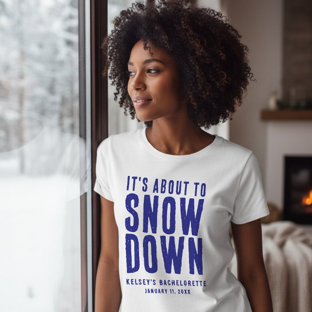T-shirt Winter Snow Funny Bachelorette Party White & Blue (Créateur téléchargé)