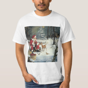 T-shirt Winter Wonderland Noël Père Noël and Deer White