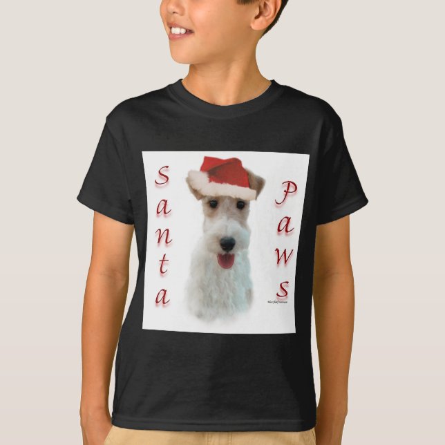 T-shirt Wire Fox Terrier Père Noël Paws (Devant)