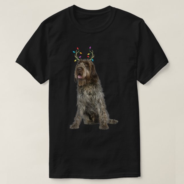 T-shirt Wirehaired Pointing Griffon Reindeer Christmas Dog (Design devant)