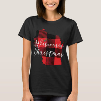 T-shirt Wisconsin Christmas Buffalo Plaid State Holiday