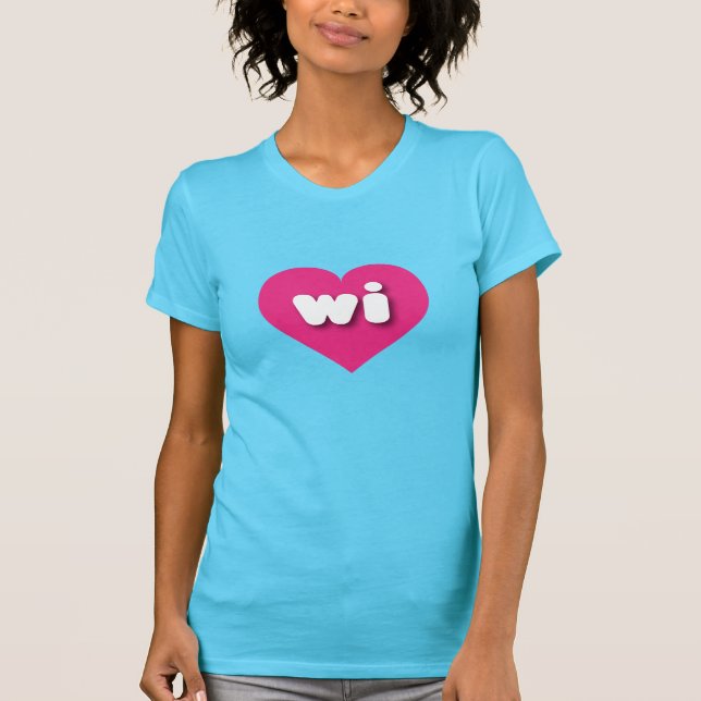 T-shirt Wisconsin coeur rose chaud - J'aime wi (Devant)