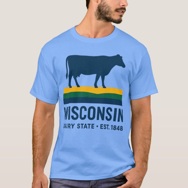 T-shirt Wisconsin Dairy State Retro Cow (Devant)