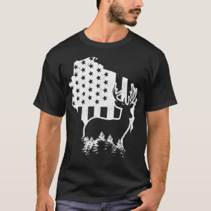 T-shirt Wisconsin Elk Hunting State Map US Drapeau Patriot