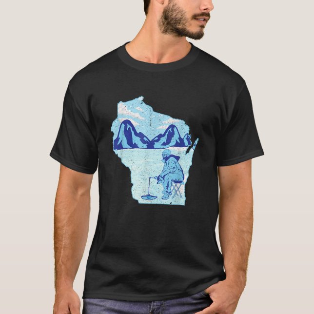 T-shirt Wisconsin Ice Fishing Plan d'état Conception pour  (Devant)