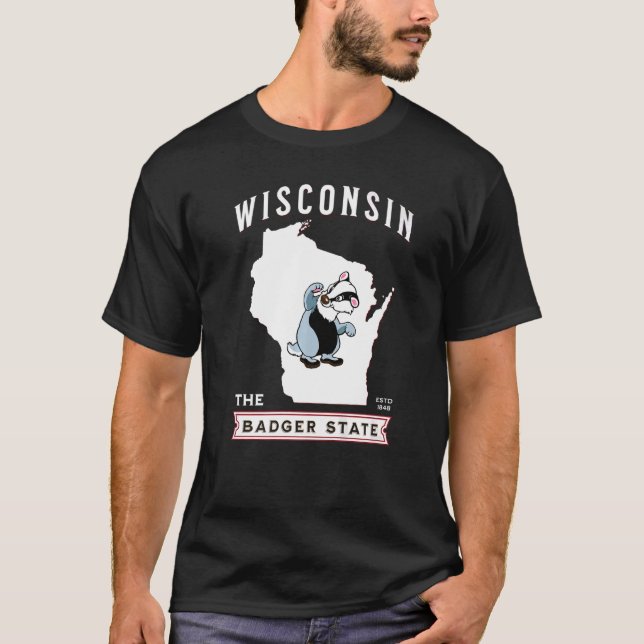 T-shirt Wisconsin L'État Badger Fondé En 1848 (Devant)