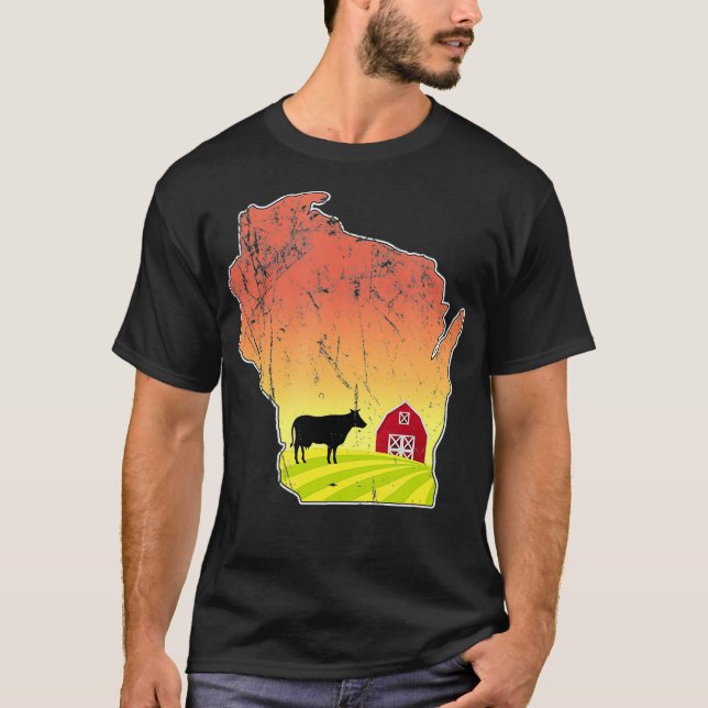 T-shirt Wisconsin State Laitier Ferme Ferme de vache Grang (Devant)