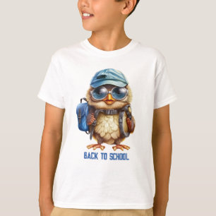 T-shirt Wise Owl avec sac à dos bleu, casquettes et lunett