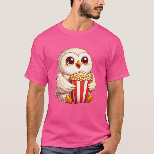 T-shirt Wise Snow Owl Popcorn Movie Amis de nuit (Devant)
