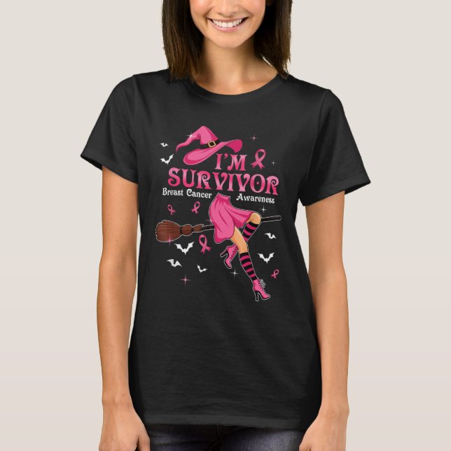 T-shirt Witch Im A Survivor Halloween Breast Cancer Awaren (Devant)