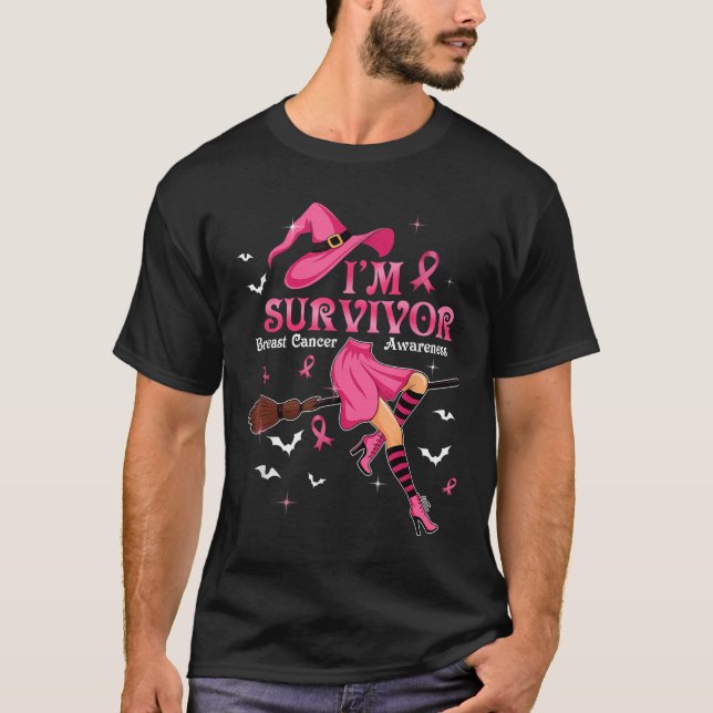 T-shirt Witch Im A Survivor Halloween Breast Cancer Awaren (Devant)