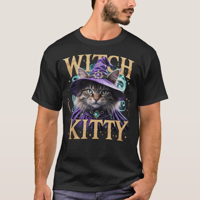 T-shirt Witch Kitty : Amoureux des chats d'Hallowe (Devant)