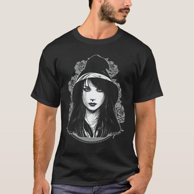 T-shirt Witch Portrait Beautiful Wicca Woman Occult (Devant)