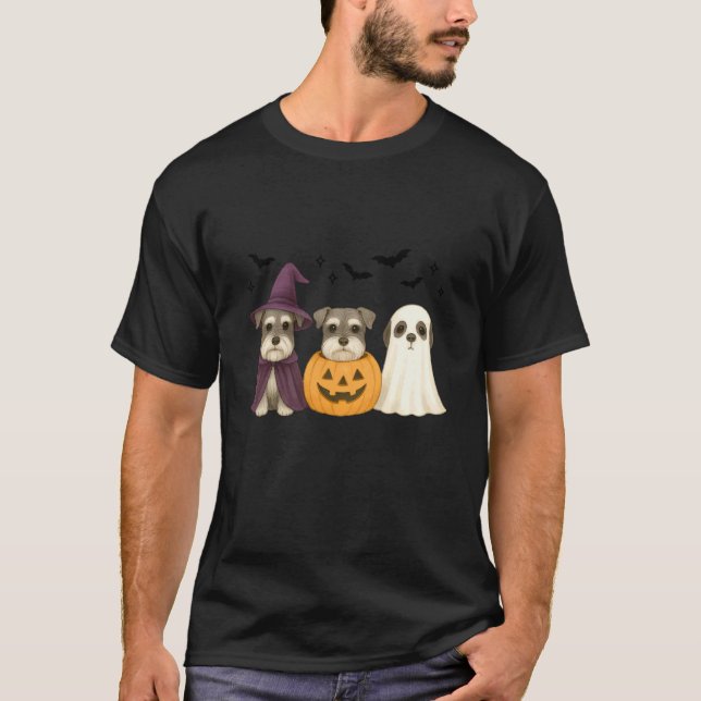 T-shirt Witch Schnauzer Halloween Schnauzer Dog Mom Dog Lo (Devant)