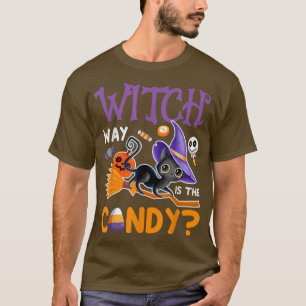 T-shirt Witch Way Est La Sorcière Candy Chat Noir Hallowee