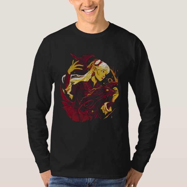 T-shirt Witch with a dragon Fantasy creature Wiccan Wicca  (Devant)