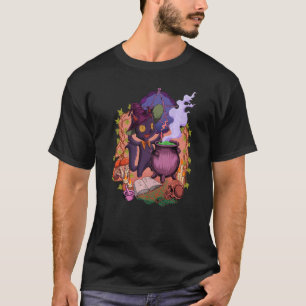 T-shirt Witchcore au chaudron se tient le chat sorcière