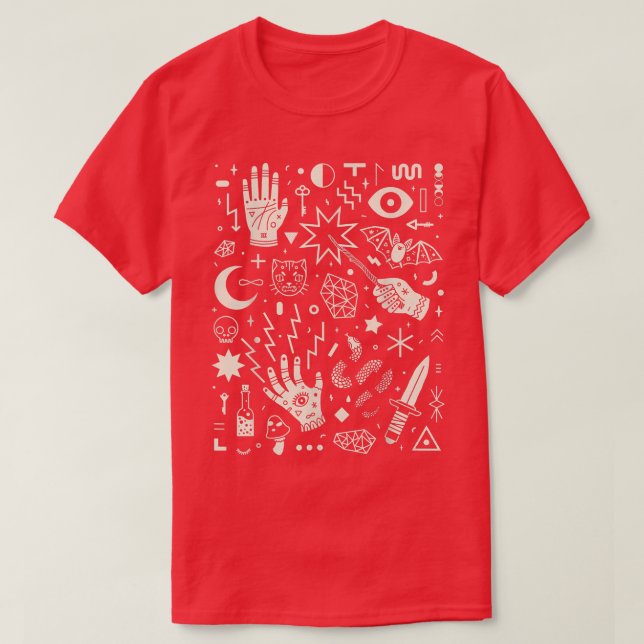 T-shirt Witchcraft Black and White Magic Halloween Witch O (Design devant)