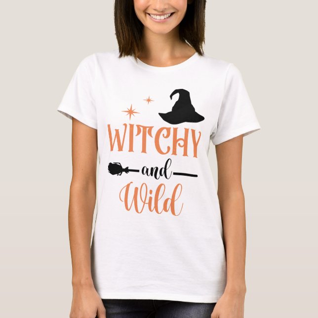 T-shirt Witchen Wild Broom Halloween Femme Party (Devant)