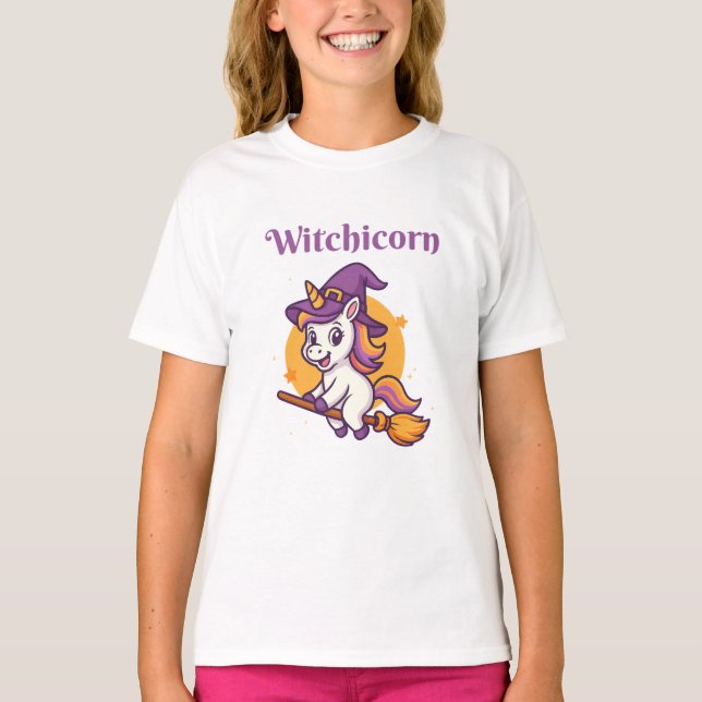 T-shirt Witchicorn - Funny cute spooky Halloween (Devant)