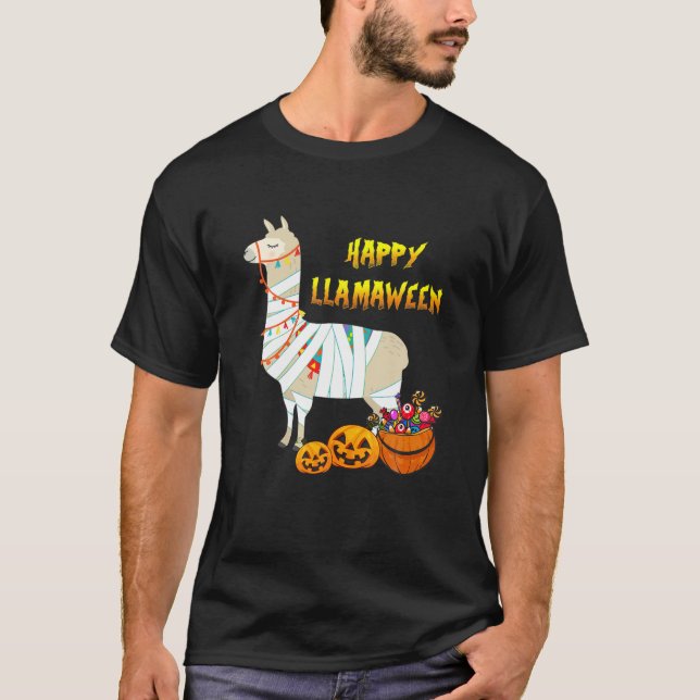 T-shirt Witchy Halloween Llama Happy Llamaween Alpaca Mumm (Devant)