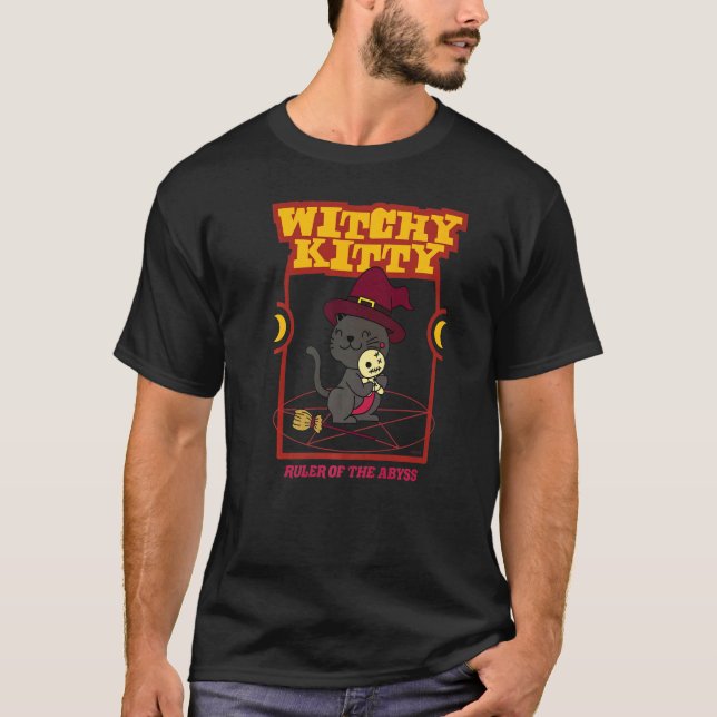 T-shirt Witchy Kitty Dirigeant De L'Abyss (Devant)