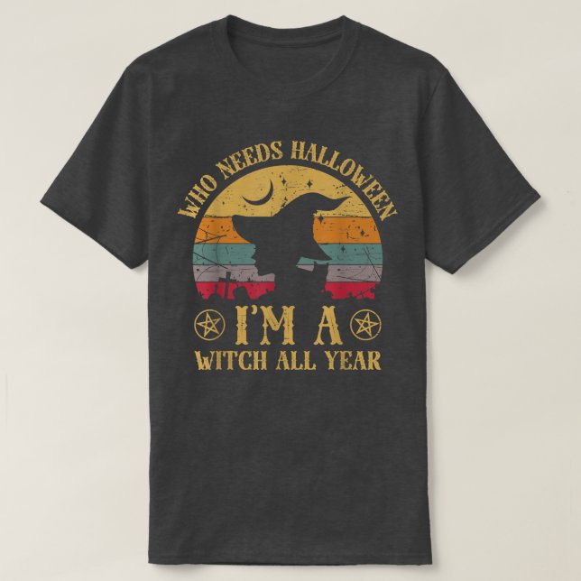 T-shirt Witchy Magic Éffrayant sorcières Broomstick  (Design devant)