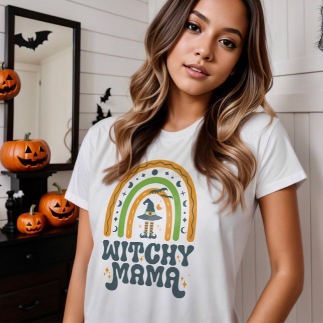 T-shirt Witchy Mama Mère Rainbow Super Halloween (Witchy Mama Mom Mother Rainbow Groovy Halloween T-Shirt)