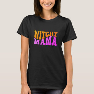 T-shirt Witchy Mama Orange & Pink, sur Black