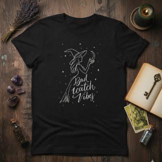 T-shirt Witchy Minimal — Bad Witch Vibes Modern Line Art