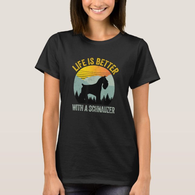 T-shirt With A Schnauzer Retro Summer Distressed (Devant)