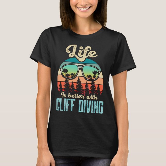 T-shirt With Cliff Diving Watersports Tombstoning (Devant)