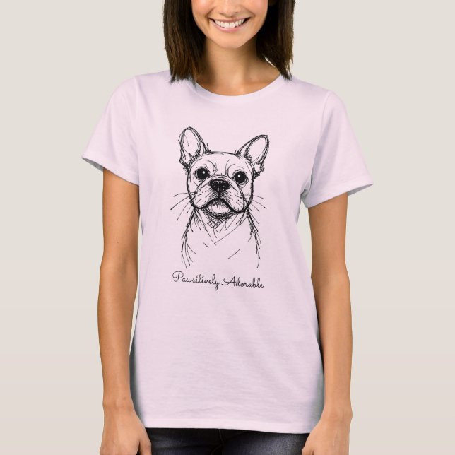 T-shirt 🐶With custom text,  Frenchie Line Muse  (Devant)