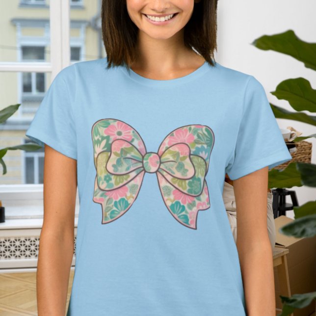 T-Shirt with Floral Bow - Boho Chic Style, Casual  (Créateur téléchargé)