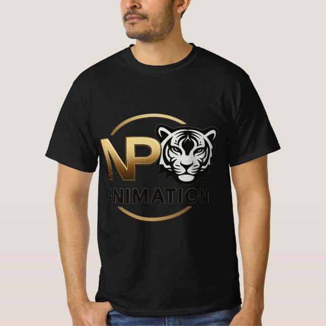   T-Shirt with Gold NP ANIMATION Logo – Bold Tiger (Devant)