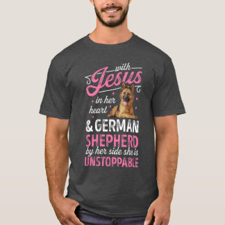 T-shirt With Jesus In Her Heart And German Shepherd shirt 