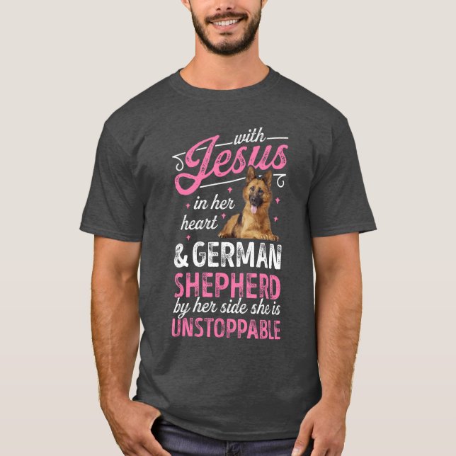 T-shirt With Jesus In Her Heart And German Shepherd shirt  (Devant)