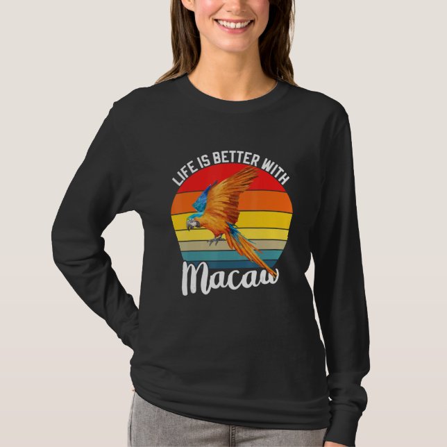 T-shirt With Scarlet Macaw Colourful Parrot Bird (Devant)
