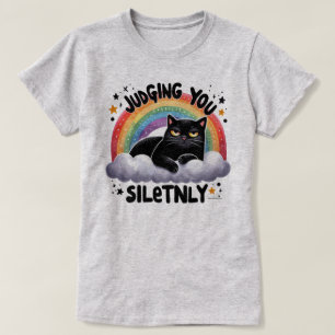 T-shirt Witty Cat Graphic Tee - Vous Juger Silencieusement