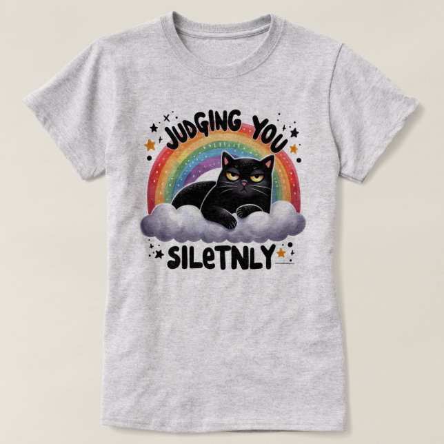 T-shirt Witty Cat Graphic Tee - Vous Juger Silencieusement (Design devant)